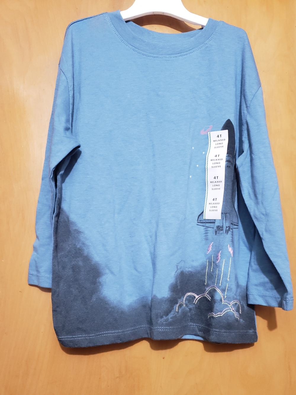 Cat & Jack Blue Long-Sleeve Rocket Tee